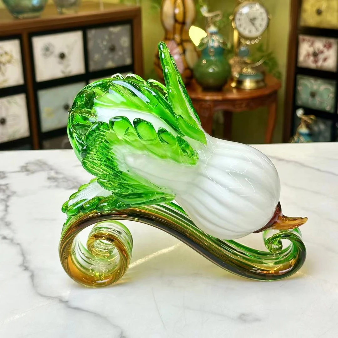 【摩登良品】手工琉璃创意如意百财绿色现代轻奢客厅电视柜水晶摆件