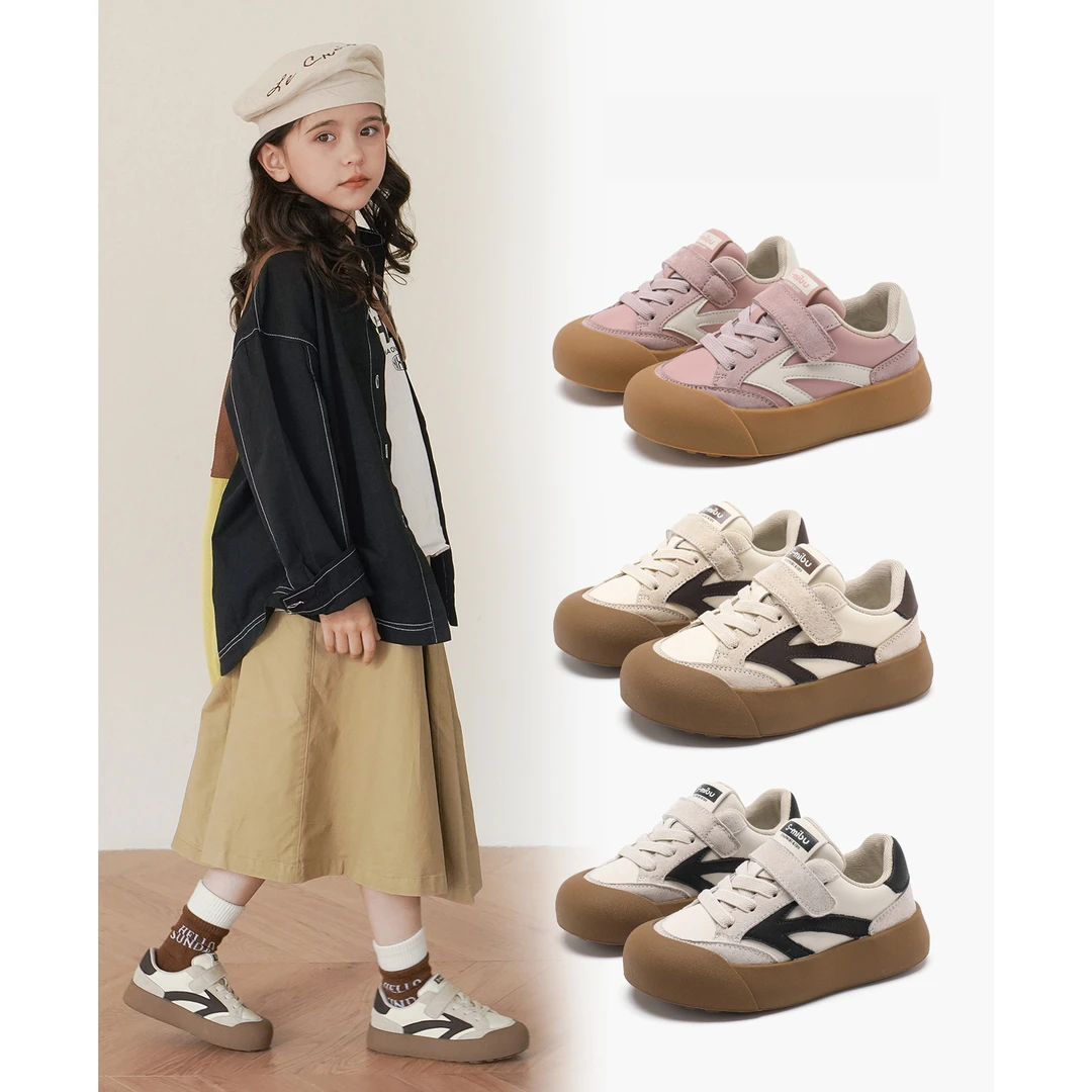 新国潮女童软底2024春季新款童鞋儿童皮面休闲鞋厚底中大童运动鞋