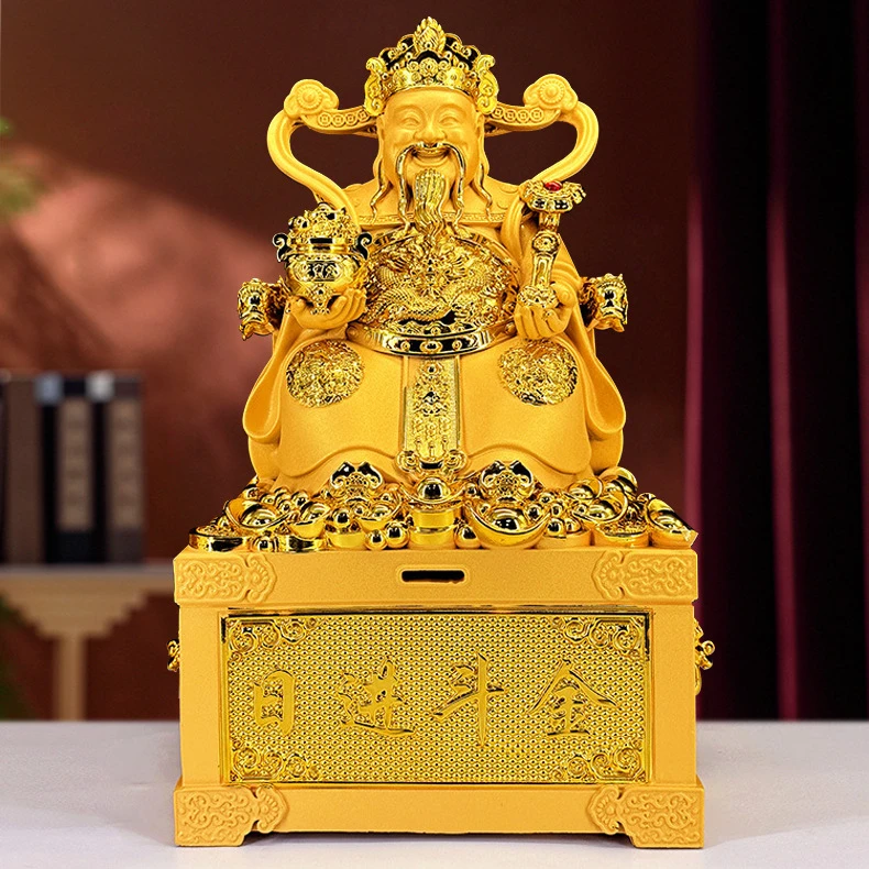 绒沙金摆件沙金财神家居摆件日进斗金财神树脂工艺品