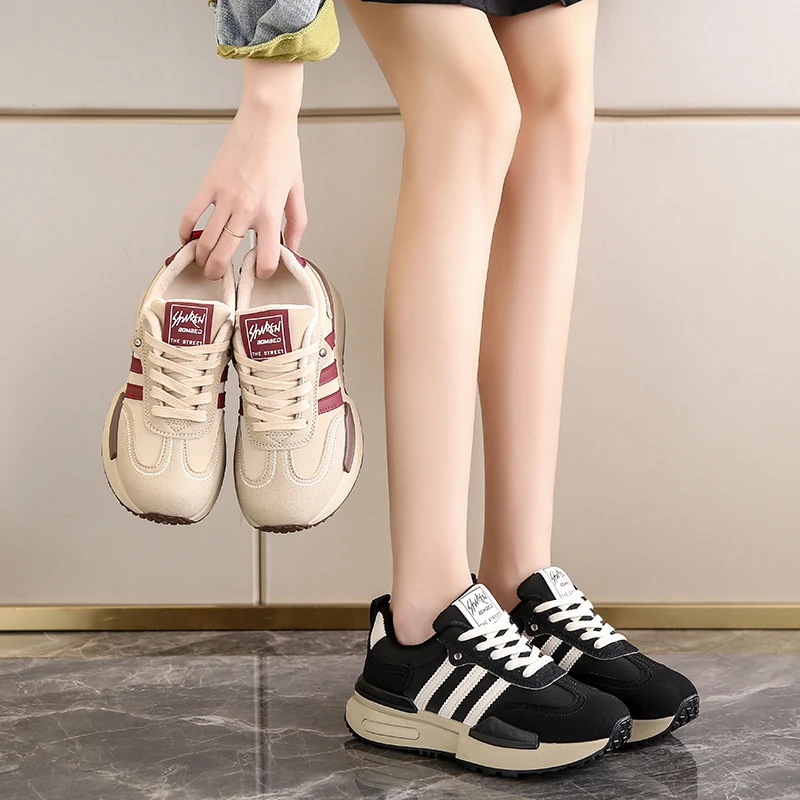 品牌女鞋秋冬新款加绒老爹鞋松糕底时尚百搭运动厚底软底防滑韩版