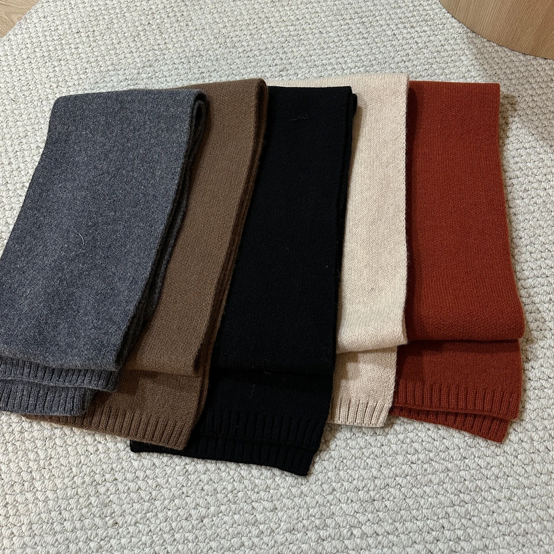 日褡纯色羊毛围巾J6休闲百搭小众复古秋冬030清