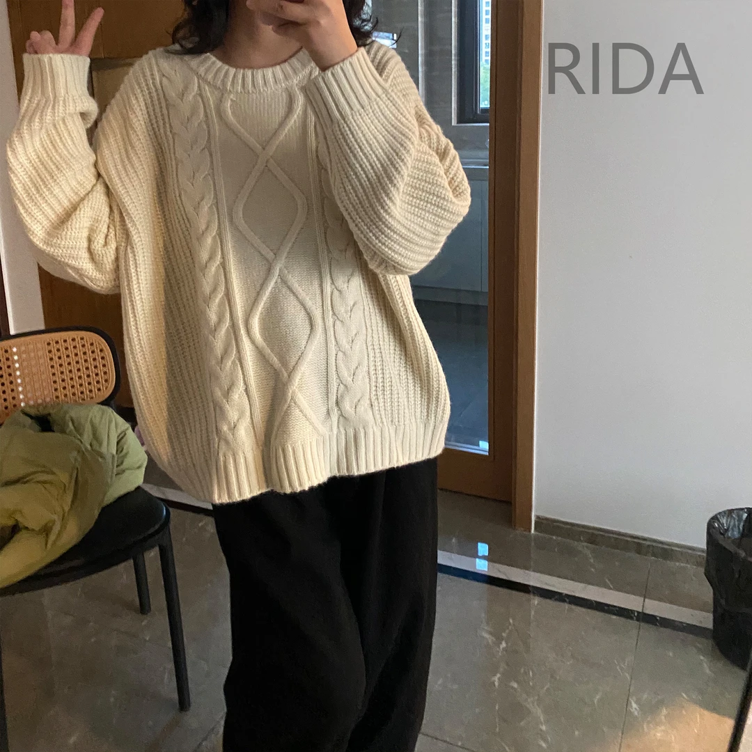 日褡纯色套头毛衣J10休闲百搭慵懒复古秋冬5025清