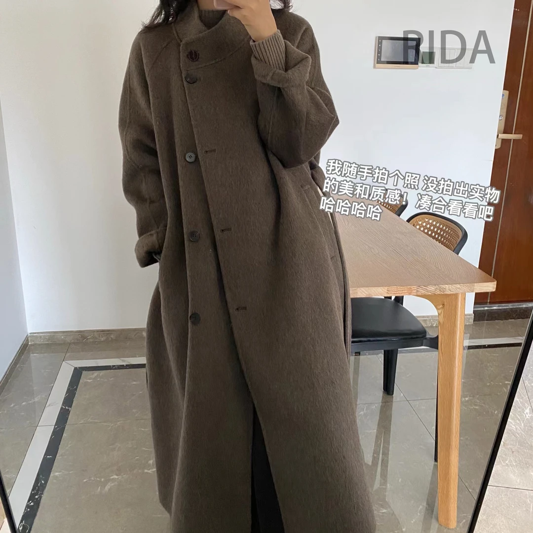 日褡  小众高级澳毛慵懒感大衣I28休闲百搭宽松复古气质 2061