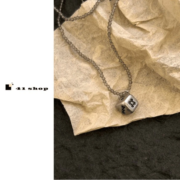 铜合金合成锆石项链 A007 做旧骰子项链