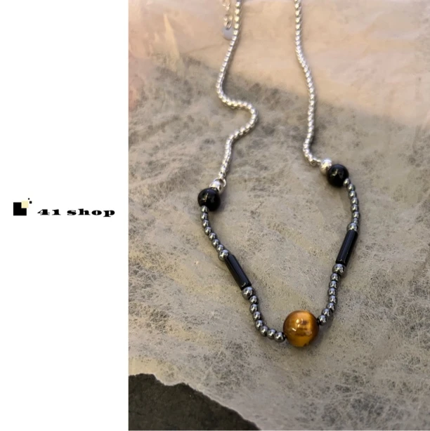 铜合金项链 A134猫眼珠珠项链气质