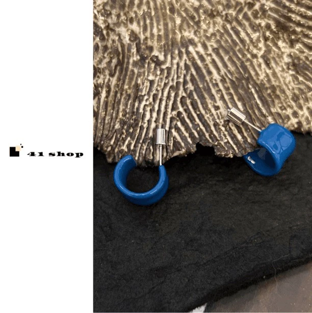 铜合金珐琅耳饰 B无编号耳  卡布里蓝耳环小c圈