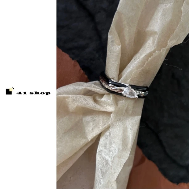 非金属珐琅戒指 A100 黑色方戒