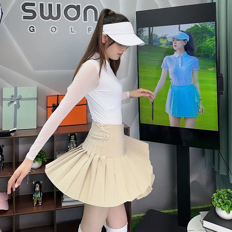 高尔夫裙子女百褶裙时尚百搭运动冰丝长袖防晒上衣修身女士高腰裙