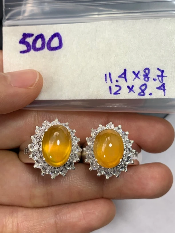 缅甸天然翡翠A货铜托镶嵌