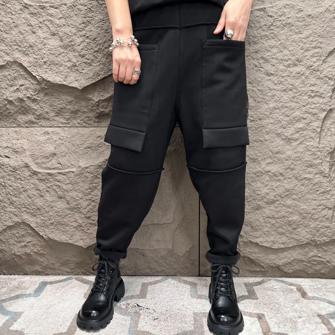 秋冬加厚加绒 时尚百搭大口袋宽松弹力小脚休闲女裤