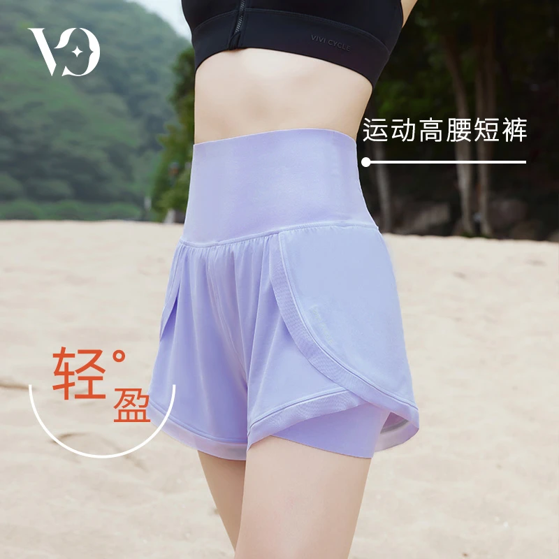 VIVI CYCLE网纱拼接运动花苞短裤 时尚透气修身显瘦宽松尤莱特