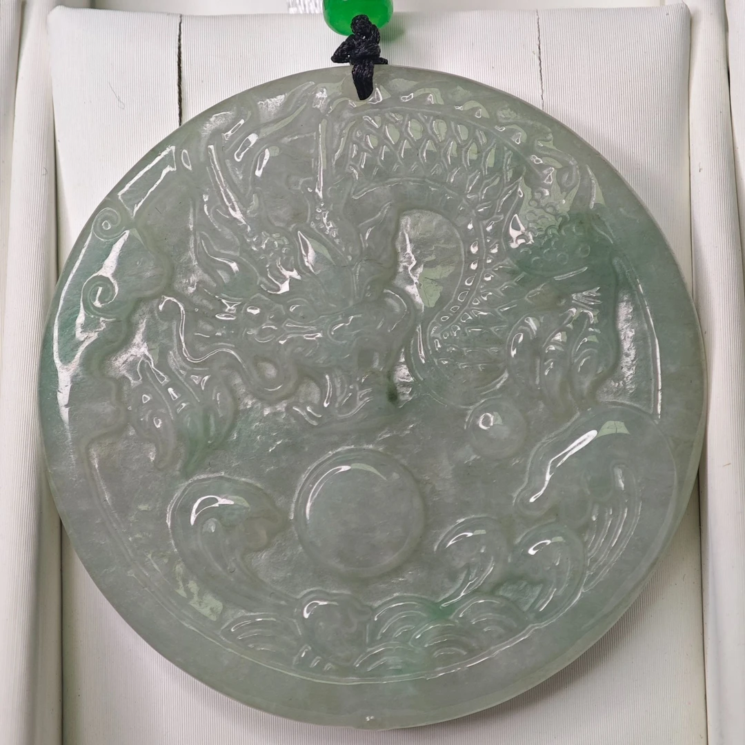 缅甸天然翡翠A货龙牌吊坠003428