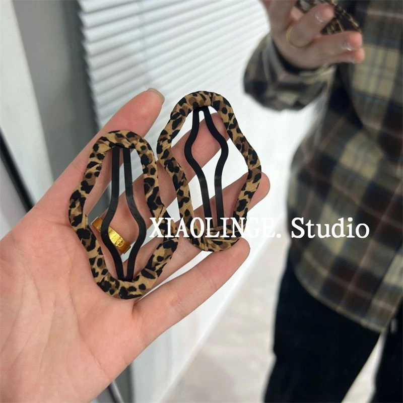 东大门同款豹纹缠布刘海发夹ins少女边夹百搭网红可爱侧边夹头饰