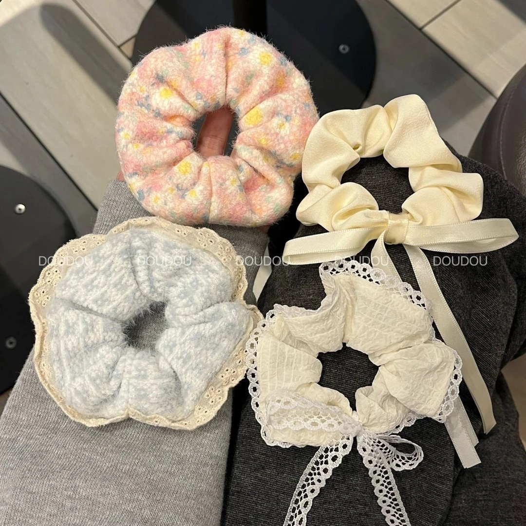 韩系飘带蝴蝶结大肠2024发绳高级发圈马尾头绳少女半扎发饰秋冬发