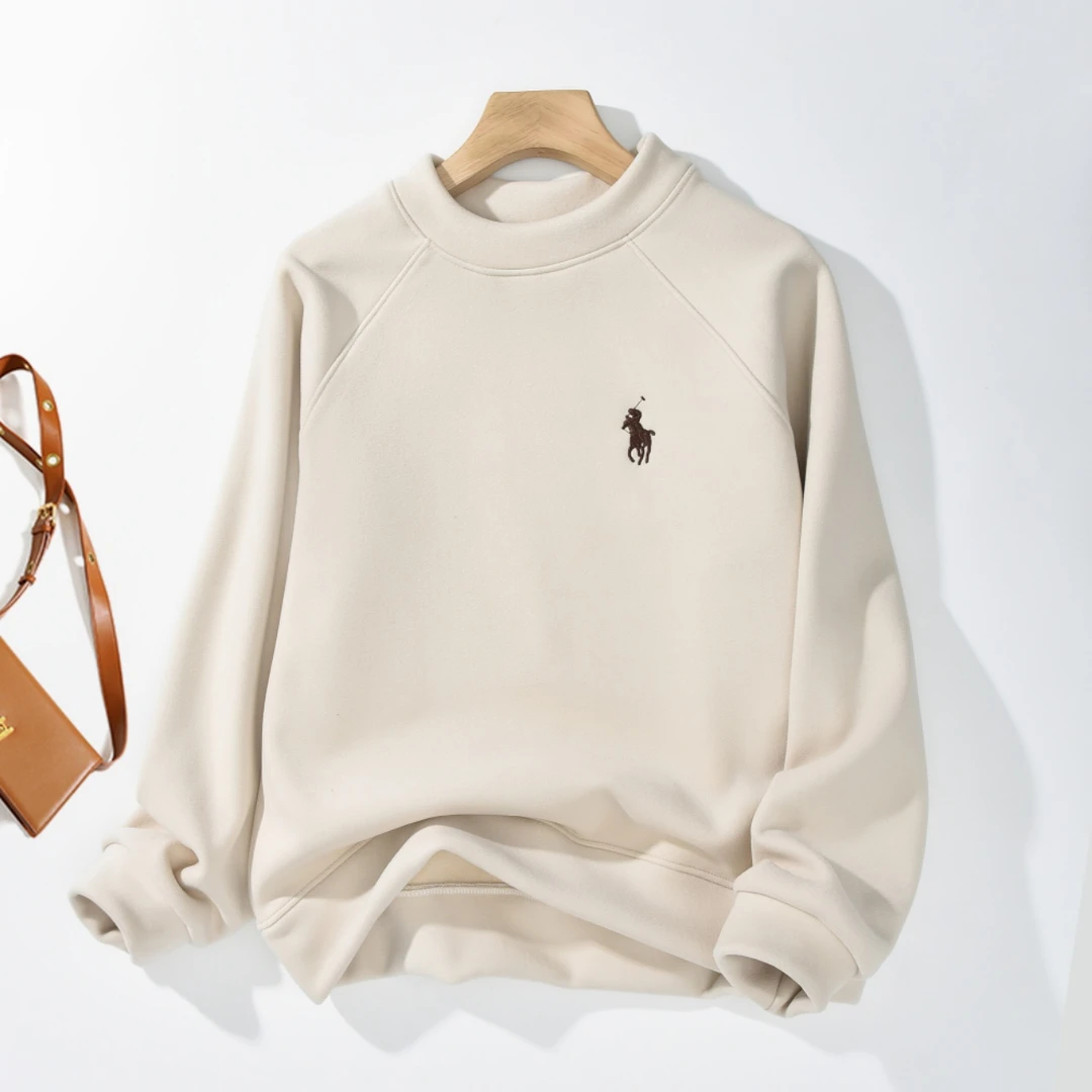 2024冬季新款休闲刺绣小马立领加绒加厚保暖防风绒圆领卫衣212