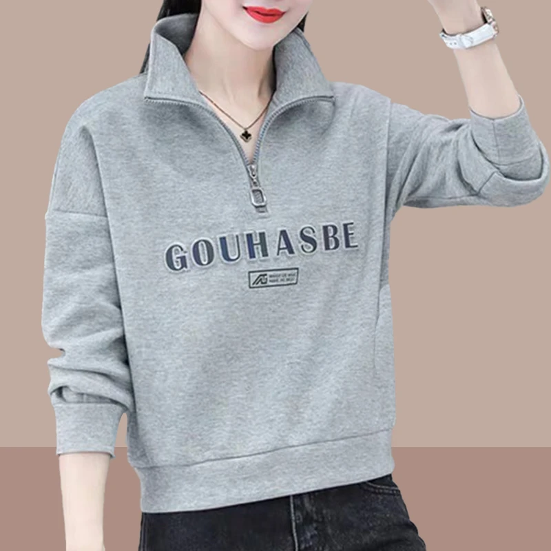 2025春季新款女士短款卫衣小个子爆款女装时尚半拉链洋气薄款上衣