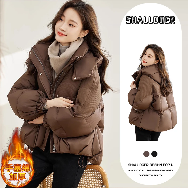 2025冬季新款小个子大码保暖棉服女胖mm宽松百搭显瘦加厚棉衣外套
