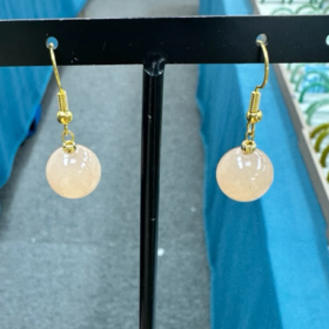 小帅珠宝严选   高品质藕粉12毫米耳钩