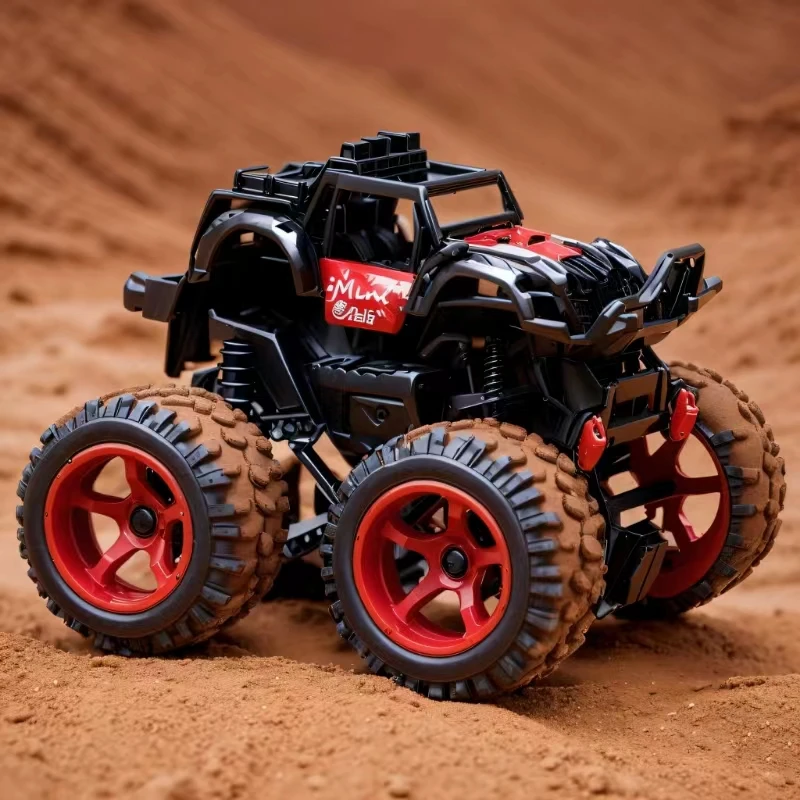 【炫酷特技】惯性四驱橡胶轮越野车儿童男孩模型车旋转耐摔室内玩具