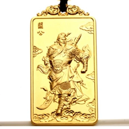 足金999·古法·关公牌·关公护佑·男士实心传承手工双面吊坠精美