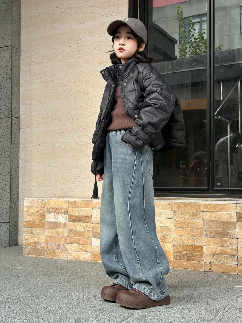 散码清货//女童冬款一条过冬韩版百搭时尚洋气大童加绒加厚牛仔裤
