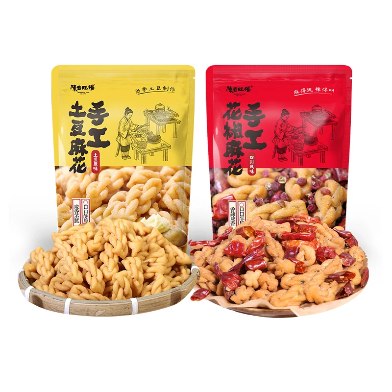 陈吉旺福麻花麻辣制作土豆酥脆咸香好吃香辣休闲小麻花麻辣香辣味