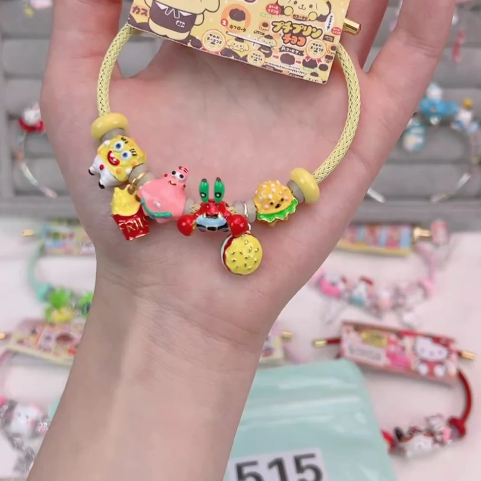 海绵宝宝手串手绘珠合金滴油DIY手串