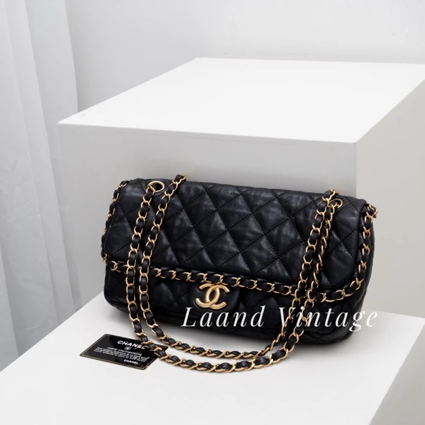 95新 Chanel/香奈儿 黑金滚边cf香奈儿包单肩斜挎包/05028/Laand