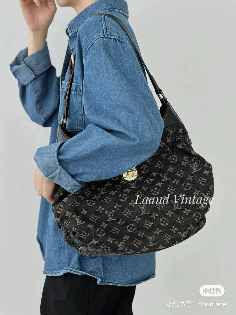 95新 LouisVuitton/路易威登 黑色丹宁托特/05394/Laand中古