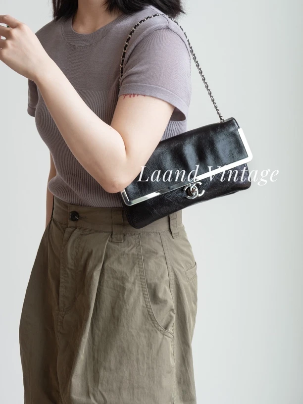 95新 Chanel/香奈儿 黑色银杆单肩包/05269/Laand中古