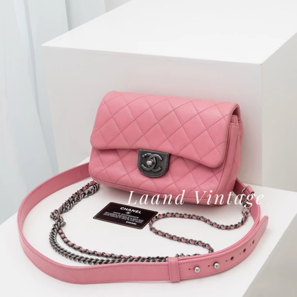 95新 Chanel/香奈儿 黑银外缝线大银扣口盖包/04734/Laand中古