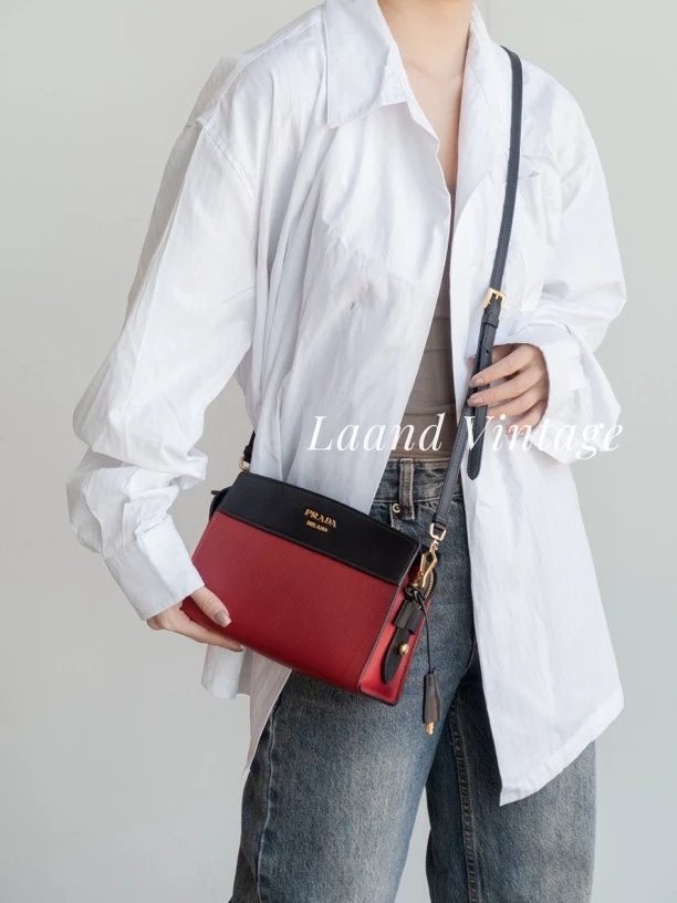 95新 Prada/普拉达 拼色盒子包/04909/Laand 中古