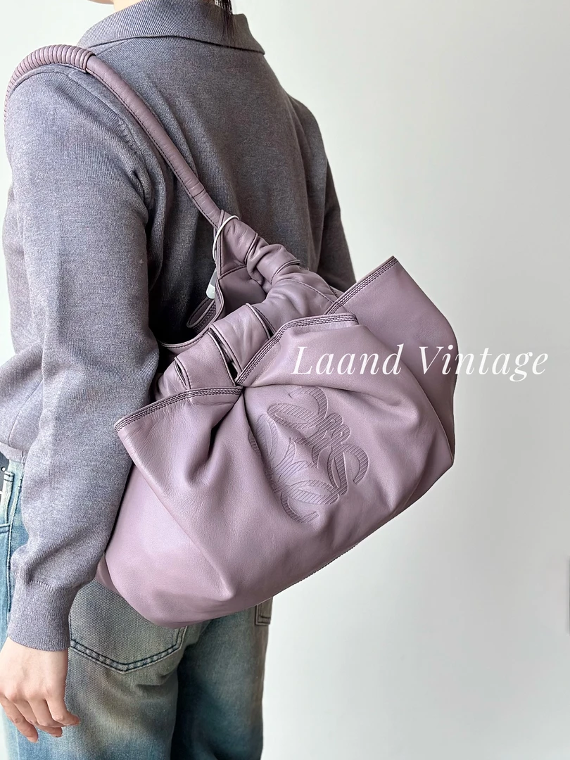 95新 LOEWE/罗意威 香芋紫手提单肩包包/05302/Laand中古