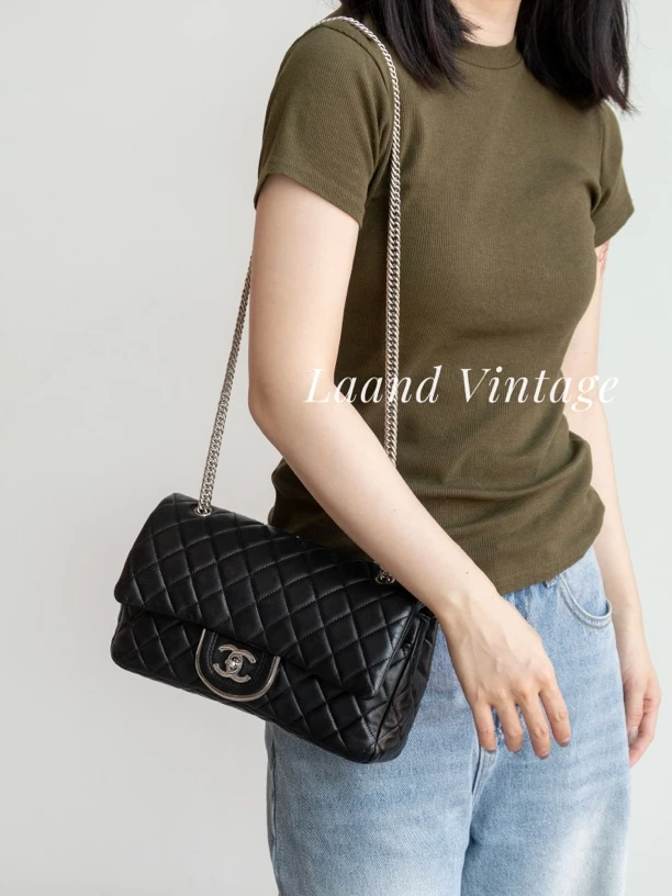 95新 Chanel/香奈儿 黑银爱丁堡单肩包/04959/Laand中古