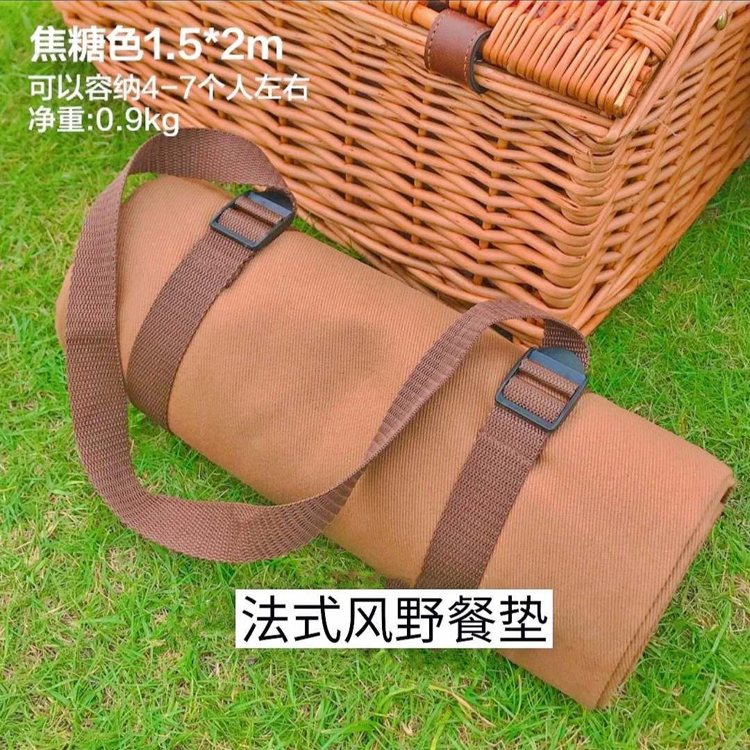 焦糖色法式风防潮防水露营户外野餐加厚便携野餐垫春游户外地垫