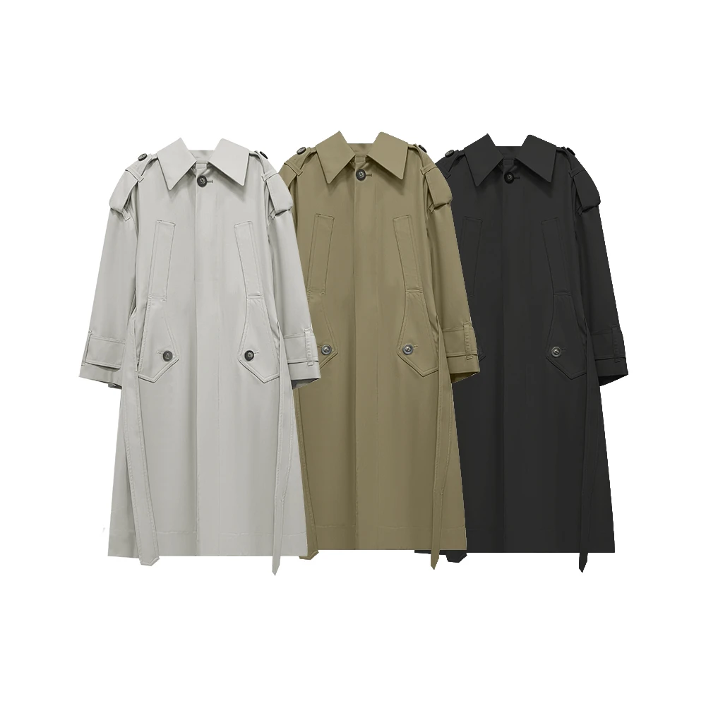 【新品上市】春季时尚气质百搭宽松风衣女长袖中长款外套FY4501