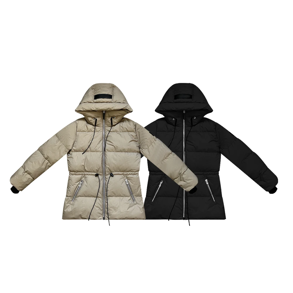 【新品上市】保暖修身抽绳收腰连帽保暖轻奢R羽绒服外套上衣YF0448