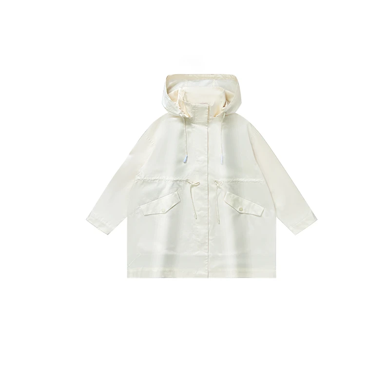 【新品上市】连帽宽松时尚休闲百搭中长款风衣外套FY0401