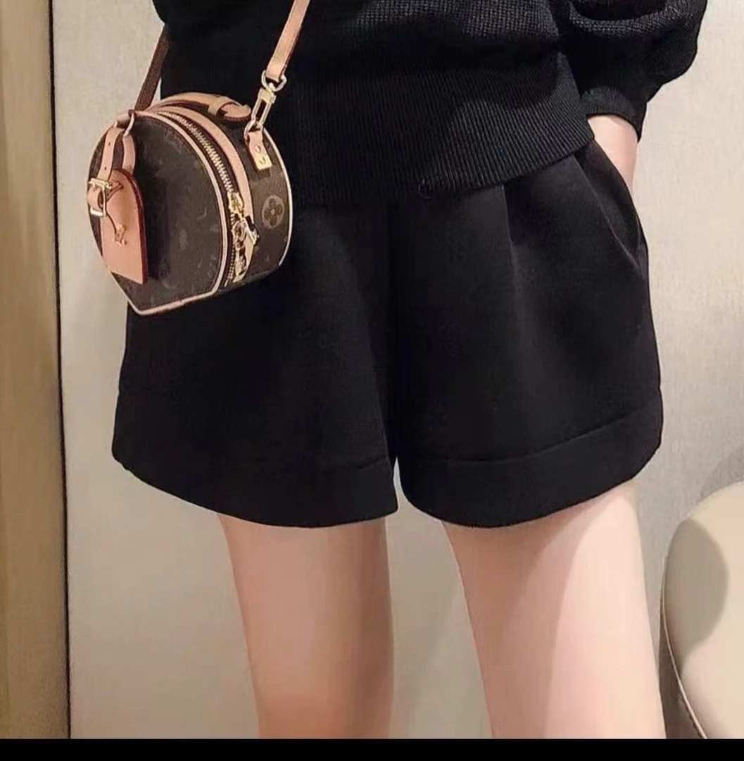 新款宽松腰短裤女秋冬高腰A字 6663