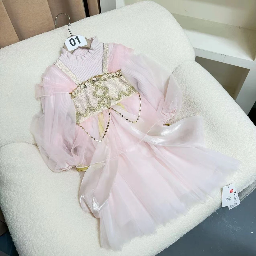 【涵秀二号店】B601-800春秋冬长袖女童新款时尚儿童裙子