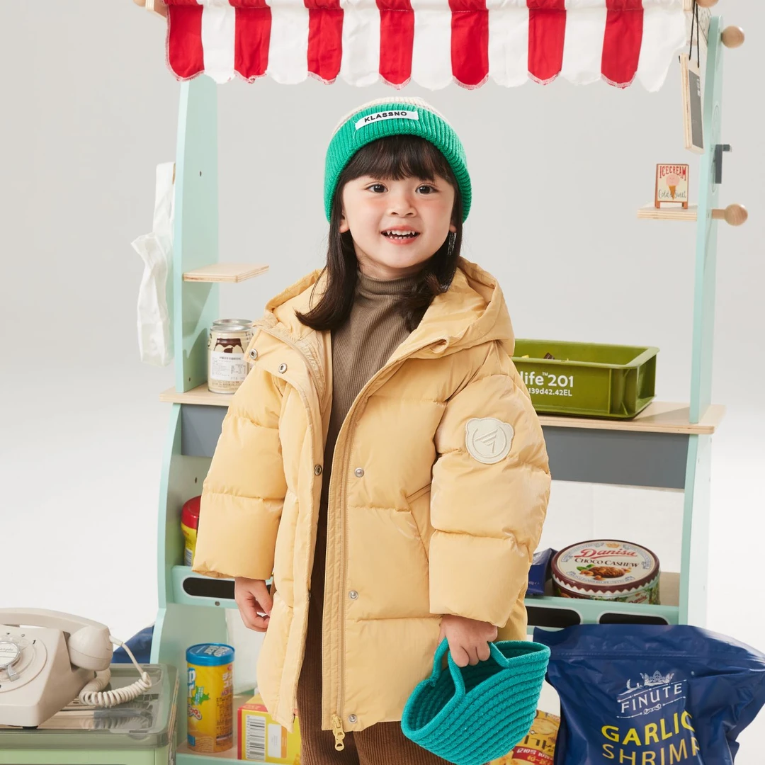 乐眸帆布离型纸长外套#34181446儿童保暖中长款秋冬冬季幼童