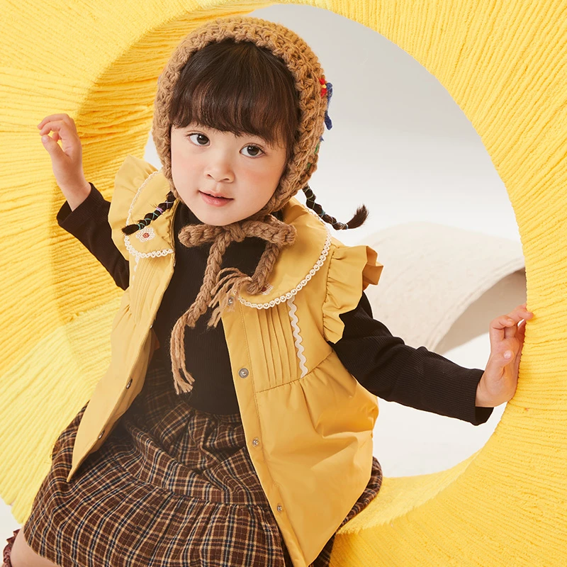 乐眸小压褶小花绣花马甲#34181108儿童洋气秋冬宝宝春秋