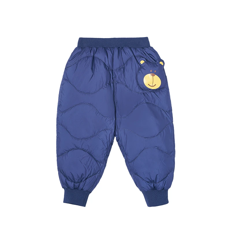 波浪绗线小熊羽绒裤#34182504女童男童休闲宝宝外穿加厚小童冬季
