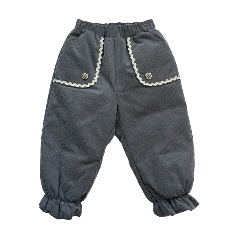 乐眸灯芯绒小花羽绒裤#44181502宝宝外穿保暖秋冬冬季