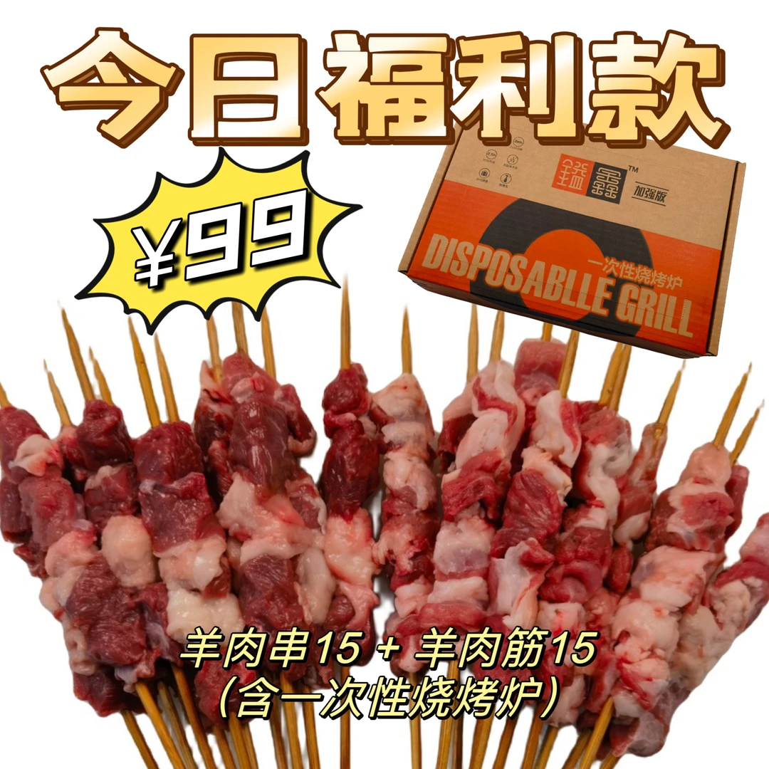 天穆清真鲜串-串筋组合装共30串（含一次性烧烤炉）-烧烤美食