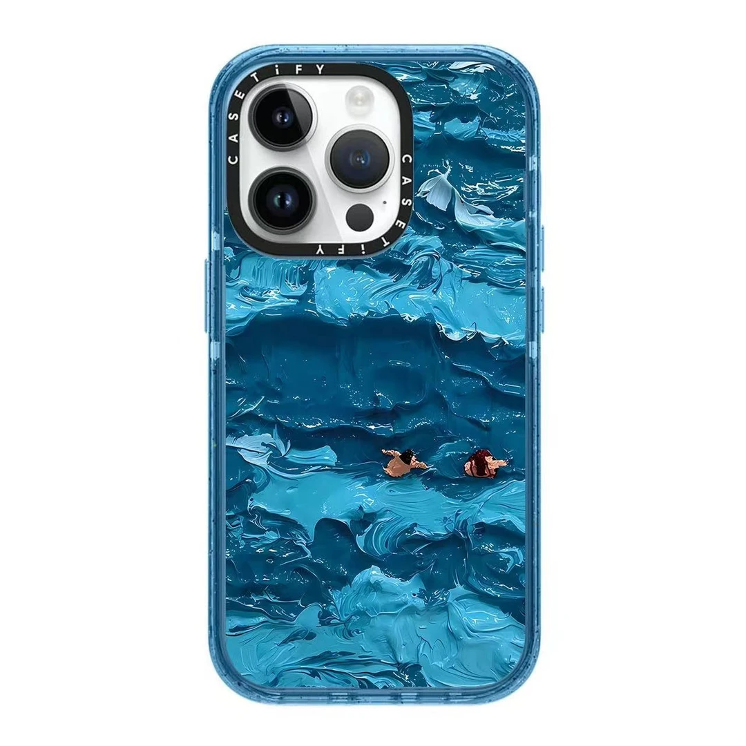 CASETi联名闪粉磁吸我们与海浪油画17pro适用于iPhone14ProMax小