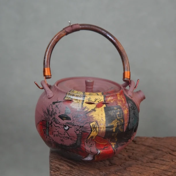 阿龙手绘钟馗紫砂陶瓷煮水煮茶壶大容量蛇年主题诗文壶茶具