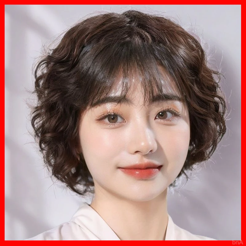 假发真发全真人发中老年短卷发假发套妈妈全头套女士自然假发女款