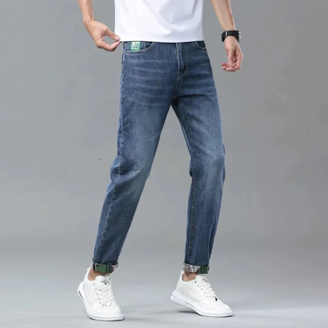 【酷哥牛仔】夏季新品潮流修身小直筒牛仔裤男休闲百搭弹力时尚牛仔