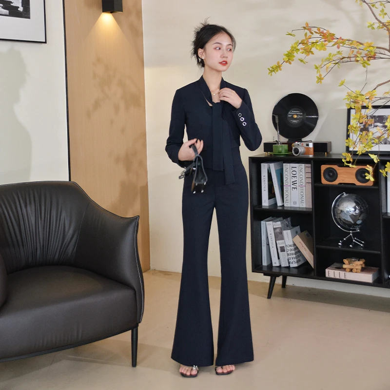 【新贵都市】小娜椒小个子高级通勤正式场合显瘦西装微喇裤两件套女